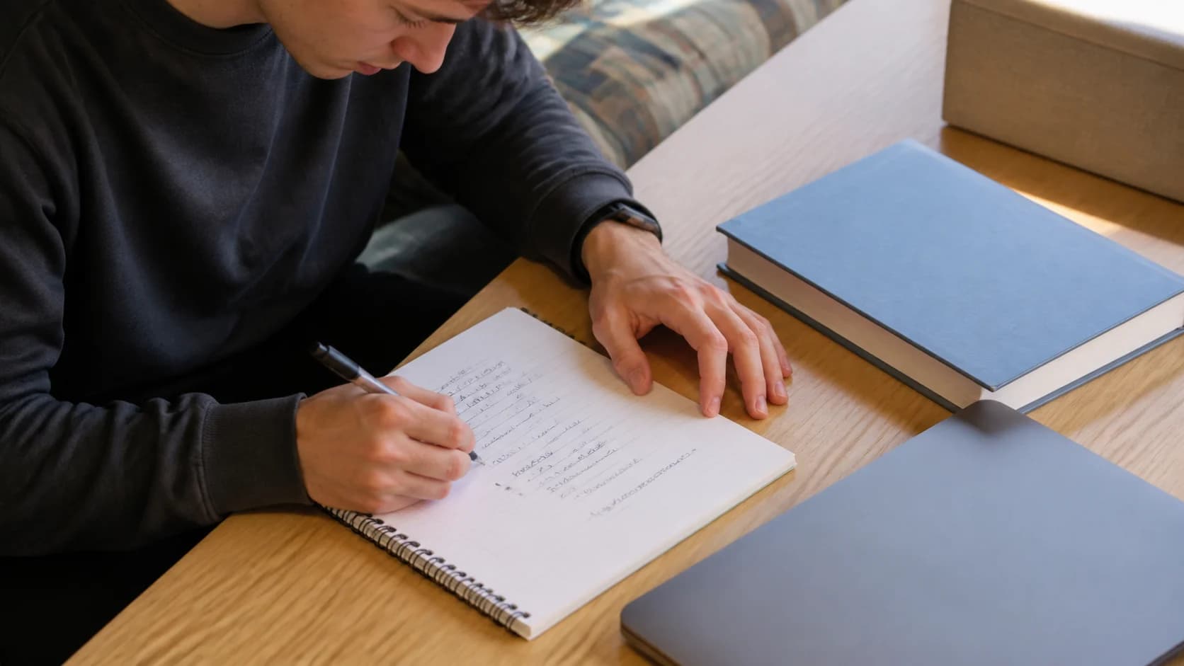 Student writing a short responsible AI checklist before beginning an assignment